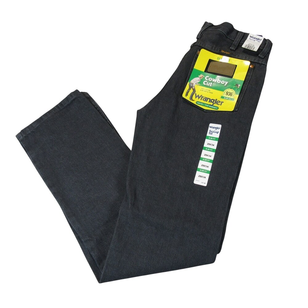 New Wrangler‎ Mens Jeans Cowboy Cut 29 x 34 Slim Fit Dark Gray 100% Cotton